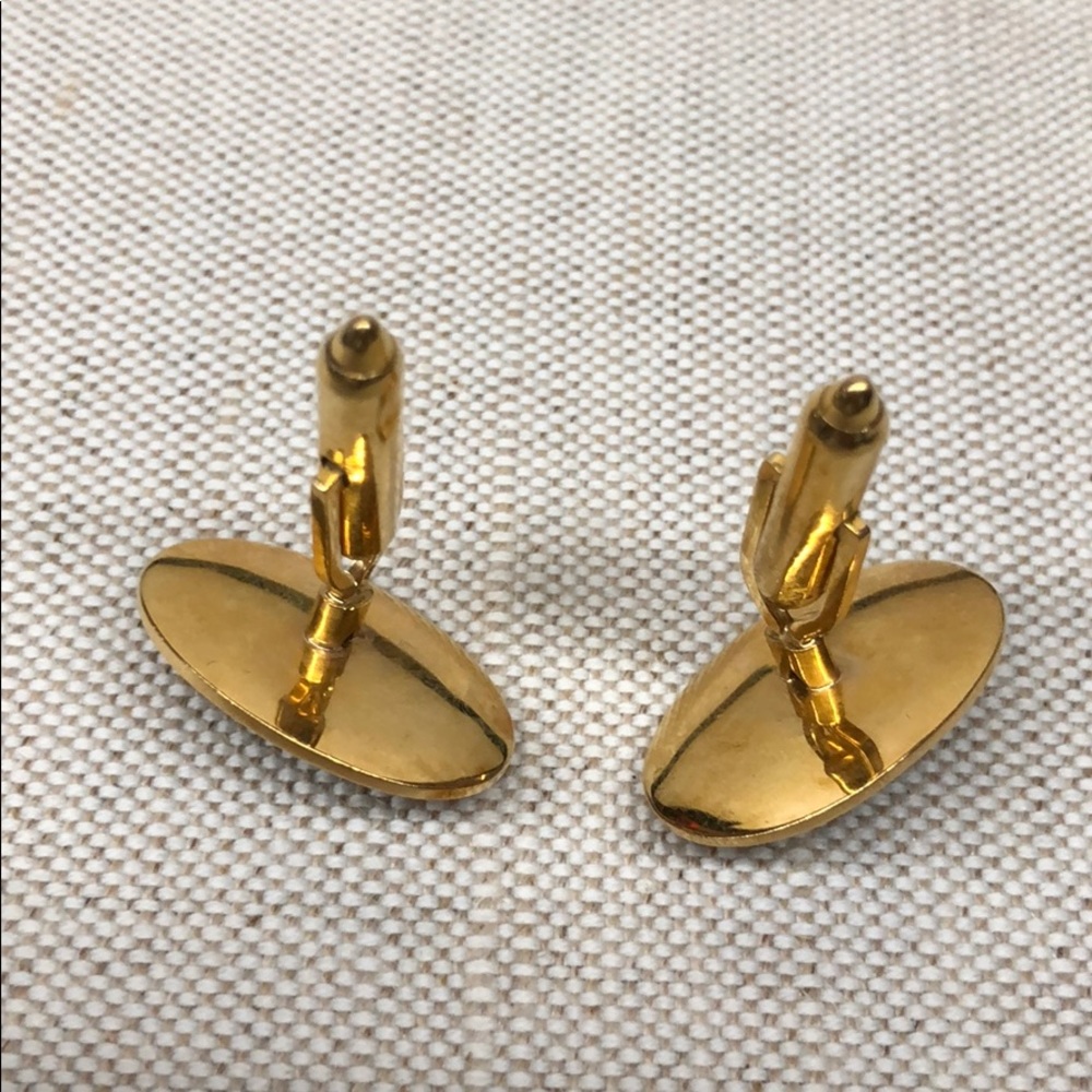 Vintage Gold plated genuine stone cufflinks Unisex - Picture 5 of 7